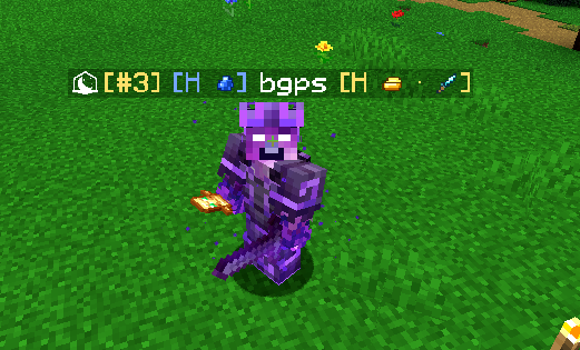 Tier Tagger original-release capture: bgps wears purple armor, with an overall position, main-tier item icon and Sword subtier beside their name.